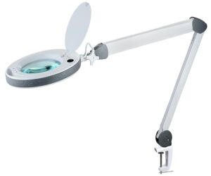 LED magnifying lamps with clamps are designed for work with visual inspection thanks to optimum magnifications, as well as powerful, uniform lighting over large areas. The inspection lamps are ideal for work at the CSSD or other smaller sterile units in hospitals and clinics. The position of the inspection lamp can be smoothly adjusted, enabling staff to find the optimal height and angle for the viewing glass.